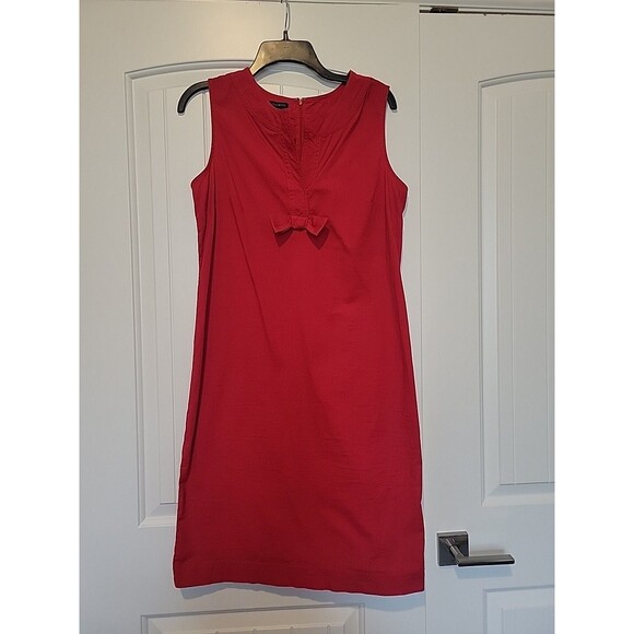 Talbots Red Bow Sleeveless Sheath Dress Sz 10 Classic Valentine Holiday Romantic - Picture 1 of 8